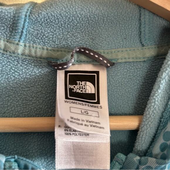 The North Face Fleece Lined TKA Stretch Zip Up Jacket Hoodie Blue Floral Size L - Picture 4 of 7